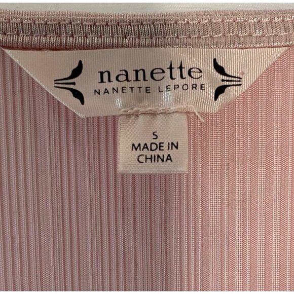 NANETTE LEPORE Pink Metallic Y2K Lightweight Smocked-Cuff Retro Blouse Small - Picture 3 of 6